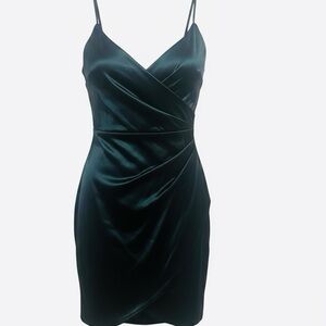 Charlotte Russe Dark Green Satin Mini Dress